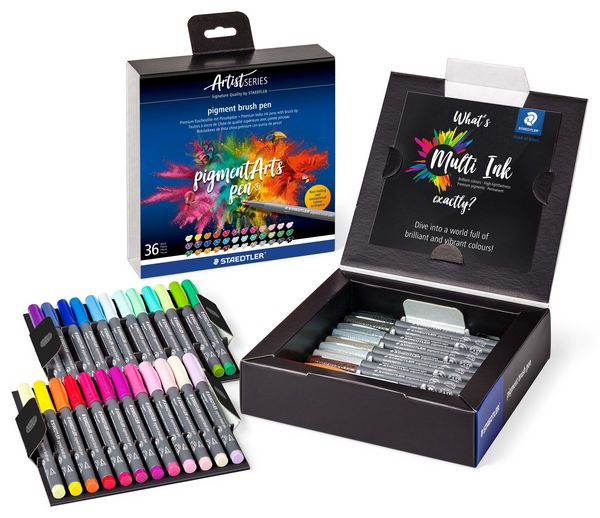 Produktbild: STAEDTLER Schreib- und Zeichbedarf pigment brush 371 Fasermaler mit Pinselspitze, 36er Set