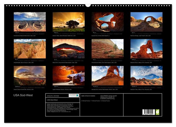 Produktbild: USA S&uuml;d-West (Wandkalender 2026 DIN A2 quer), CALVENDO Monatskalender