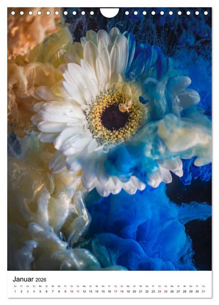 Produktbild: Spiel der Farben - Bl&uuml;ten unter Wasser mit Acrylfarben (Wandkalender 2026 DIN A4 hoch), CALVENDO Monatskalender