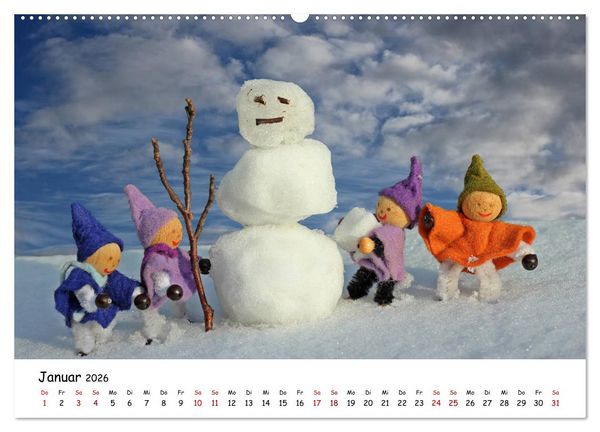 Produktbild: Die Abenteuer der vier kleinen Wichtel (hochwertiger Premium Wandkalender 2026 DIN A2 quer), Kunstdruck in Hochglanz