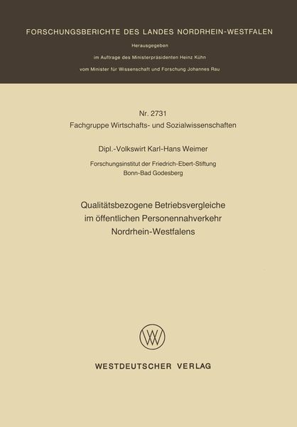 Produktbild: Qualit&auml;tsbezogene Betriebsvergleiche im &ouml;ffentlichen Personennahverkehr Nordrhein-Westfalens