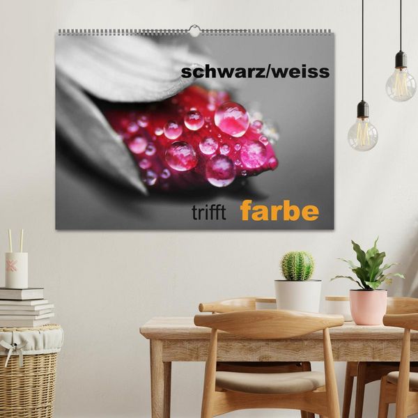 Produktbild: schwarz/wei&szlig; trifft farbe (Wandkalender 2026 DIN A2 quer), CALVENDO Monatskalender
