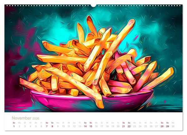 Produktbild: FAST FOOD KUNST (Wandkalender 2026 DIN A2 quer), CALVENDO Monatskalender