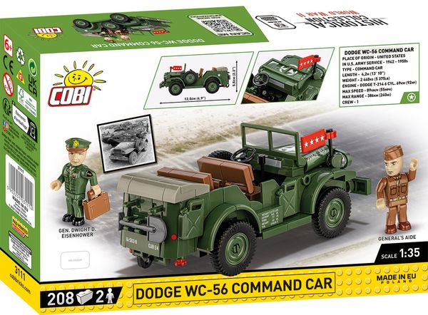 Produktbild: COBI Historical Collection 3111 - Dodge WC-56 Command Car, Bausatz 1:35, 208 Klemmbausteine/2 Spielfiguren