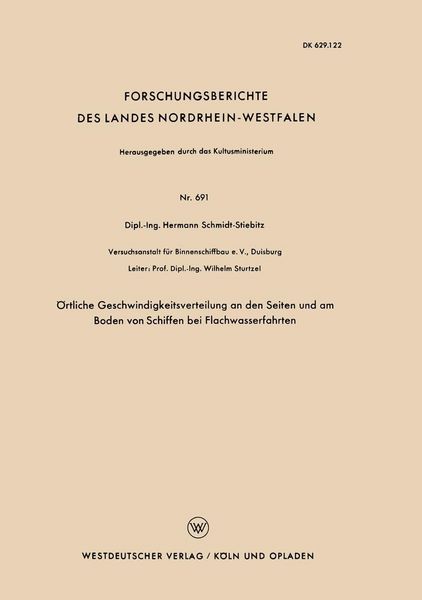 Produktbild: &Ouml;rtliche Geschwindigkeitsverteilung an den Seiten und am Boden von Schiffen bei Flachwasserfahrten