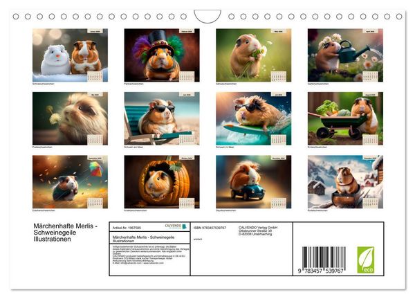 Produktbild: M&auml;rchenhafte Merlis - Schweinegeile Illustrationen (Wandkalender 2026 DIN A4 quer), CALVENDO Monatskalender