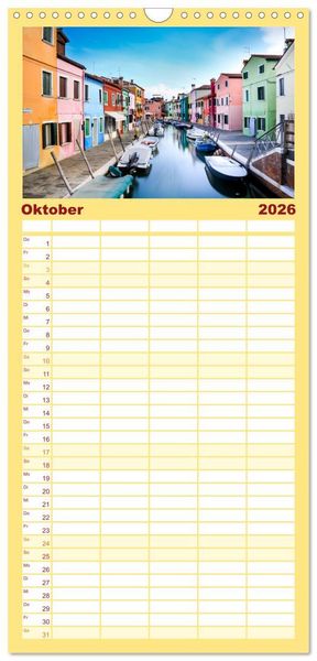 Produktbild: Familienplaner 2026 - Italien - einzigartige Motive mit 5 Spalten (Wandkalender, 21 x 45 cm) CALVENDO