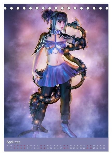 Produktbild: M&auml;dchen im Manga Style (Gothic Art) (Tischkalender 2026 DIN A5 hoch), CALVENDO Monatskalender