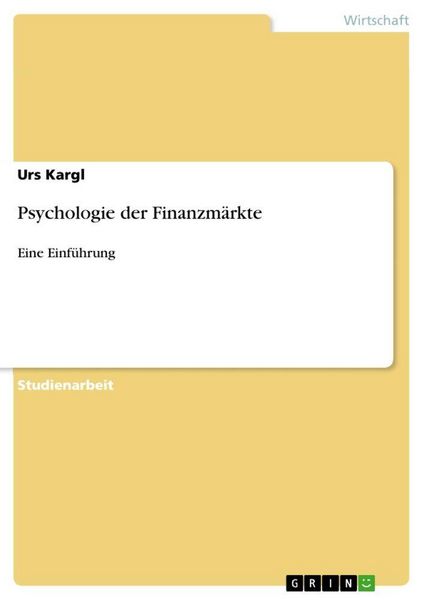 Produktbild: Psychologie der Finanzm&auml;rkte