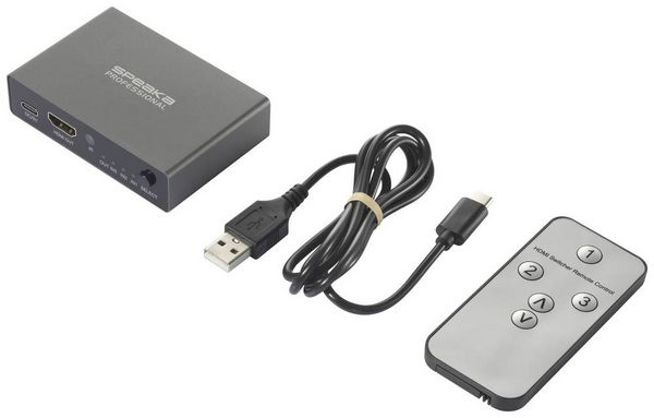 Produktbild: SpeaKa Professional SP-HDS-210 3 Port HDMI-Switch UHD 8K @ 60 Hz, UHD 4K @ 120Hz