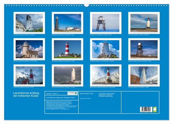 Produktbild: Leuchtt&uuml;rme entlang der britischen K&uuml;ste (Wandkalender 2026 DIN A2 quer), CALVENDO Monatskalender