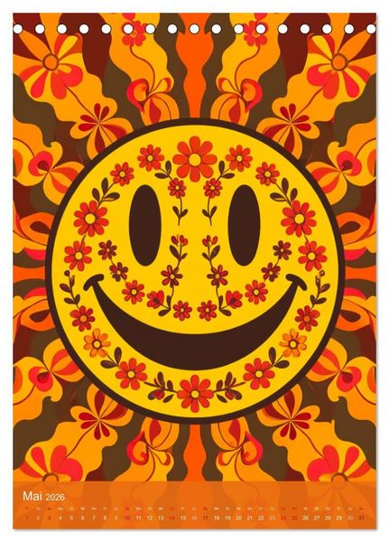 Produktbild: Flower Power Dreams - Retro 70s Art (Tischkalender 2026 DIN A5 hoch), CALVENDO Monatskalender