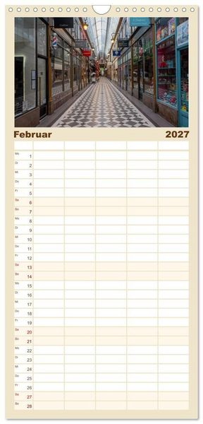 Produktbild: Familienplaner 2027 - Verborgene Passagen von Paris mit 5 Spalten (Wandkalender, 21 x 45 cm) CALVENDO