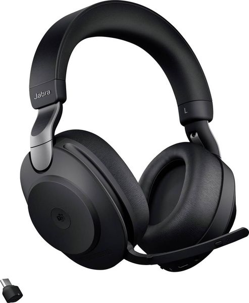 Jabra Evolve2 85 MS Over Ear Headset Bluetooth , kabelgebunden Stereo Schwarz Mikrofon-Rauschunterdrückung Lautstärkeregelung, Batterieladeanzeige -