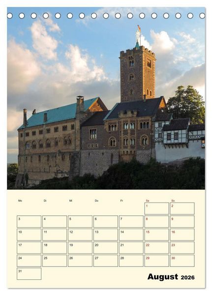 Produktbild: Die Wartburg - Weltkulturerbe in Th&uuml;ringen (Tischkalender 2026 DIN A5 hoch), CALVENDO Monatskalender