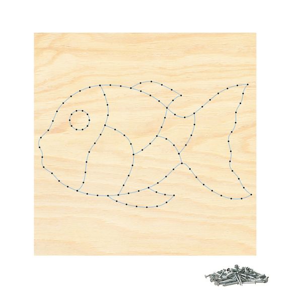 Produktbild: PEBARO NB4 - Nagelbild Fisch, Fadenbild 20x20cm, String Art Bastelset inkl. N&auml;gel