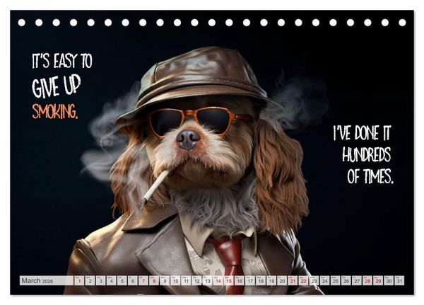 Produktbild: Crazy dogs COOL SAYINGS (Desk Calendar 2026 DIN A5 landscape), CALVENDO 12 Month DeskCalendar
