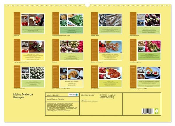 Produktbild: Meine Mallorca Rezepte (Wandkalender 2026 DIN A2 quer), CALVENDO Monatskalender