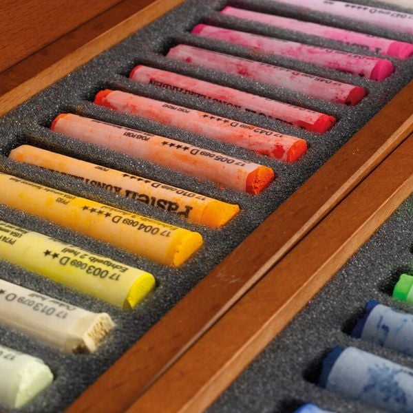 Produktbild: Schmincke Pastell Malkasten Holzkoffer, 48 Pastellstifte Retro