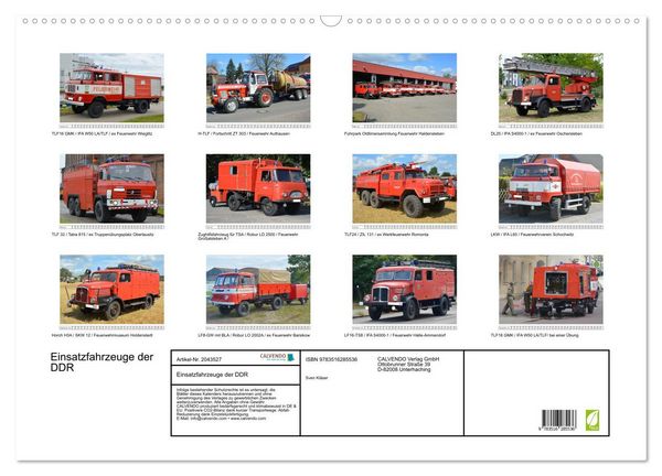 Produktbild: Einsatzfahrzeuge der DDR (Wandkalender 2026 DIN A2 quer), CALVENDO Monatskalender