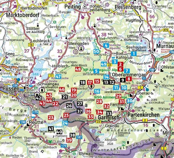 Produktbild: ROTHER Wanderf&uuml;hrer Ammergauer Alpen. 50 Touren von Oberammergau bis F&uuml;ssen, Garmisch-Partenkirchen und zum Plansee