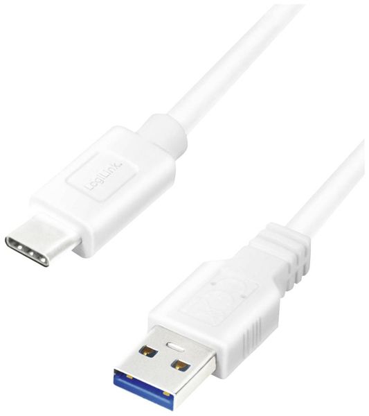 LogiLink USB-Kabel USB 3.2 Gen1 (USB 3.0 / USB 3.1 Gen1) USB-A Stecker, USB-C® Stecker 0.50 m Weiß CU0173