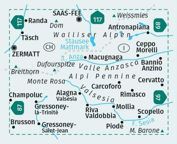 Produktbild: KOMPASS Wanderkarte 88 Monte Rosa, Valle Anzasca, Valsesia 1:50.000