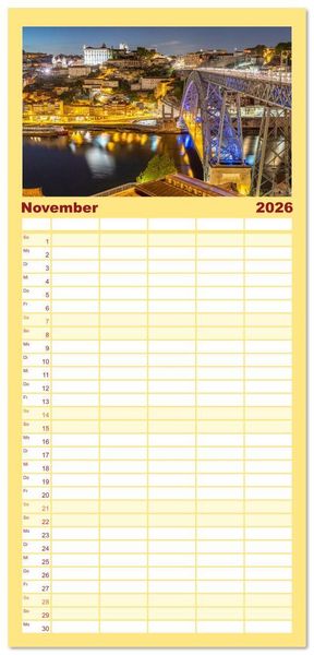 Produktbild: Familienplaner 2026 - Portugal mit 5 Spalten (Wandkalender, 21 x 45 cm) CALVENDO