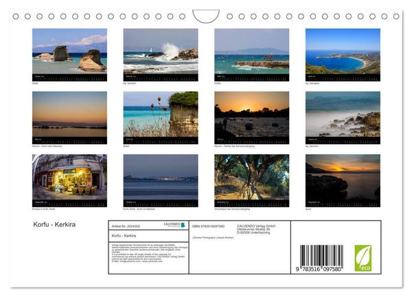 Produktbild: Korfu - Kerkira (Wandkalender 2026 DIN A4 quer), CALVENDO Monatskalender