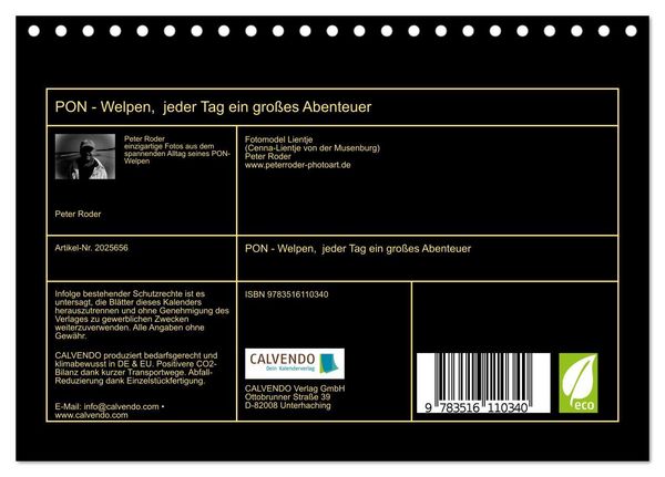 Produktbild: PON - Welpen, jeder Tag ein gro&szlig;es Abenteuer (Tischkalender 2026 DIN A5 quer), CALVENDO Monatskalender