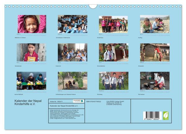 Produktbild: Kalender der Nepal Kinderhilfe e.V. (Wandkalender 2026 DIN A3 quer), CALVENDO Monatskalender