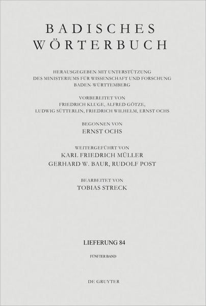 Produktbild: Badisches W&ouml;rterbuch. Band V/Lieferung 84