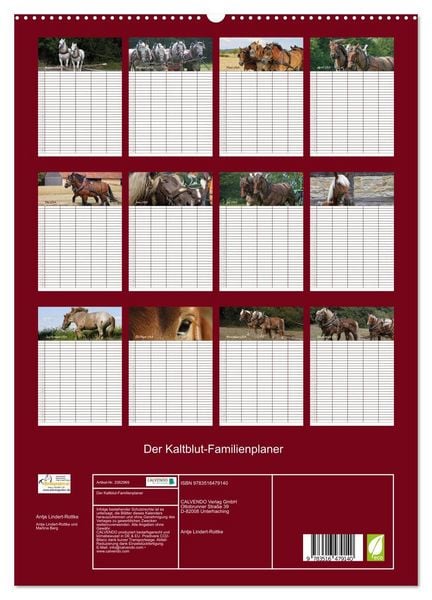 Produktbild: Der Kaltblut-Familienplaner (hochwertiger Premium Wandkalender 2026 DIN A2 hoch), Kunstdruck in Hochglanz