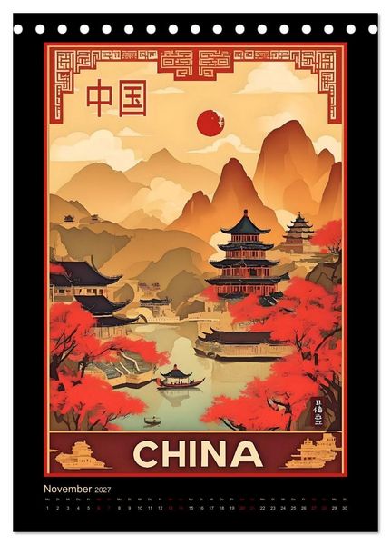 Produktbild: Exotic Travel Poster - nostalgische Abenteuerreisen um die Welt (Tischkalender 2027 DIN A5 hoch), CALVENDO Monatskalender