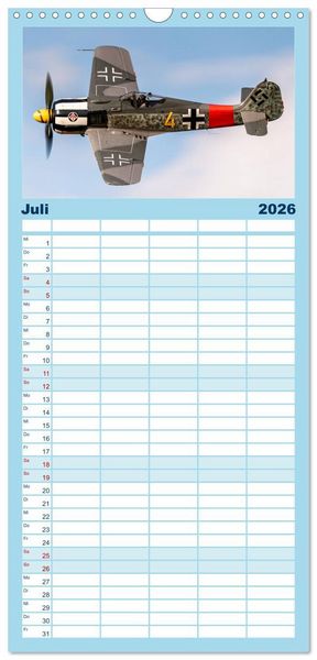 Produktbild: Familienplaner 2026 - Fliegende Legenden - Warbirds mit 5 Spalten (Wandkalender, 21 x 45 cm) CALVENDO