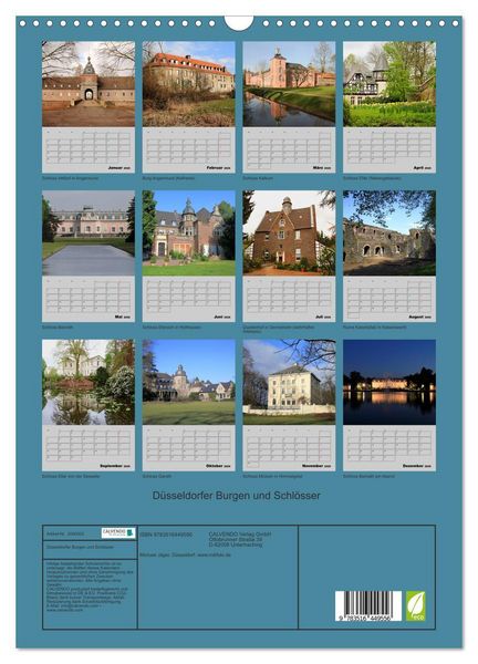 Produktbild: D&uuml;sseldorfer Burgen und Schl&ouml;sser (Wandkalender 2026 DIN A3 hoch), CALVENDO Monatskalender