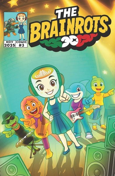 Produktbild: THE BRAINROTS #3 - Numero Tre - il fumetto dei personaggi Italian Brainrot - Nasce la Prima Band Musicale Brainrot!