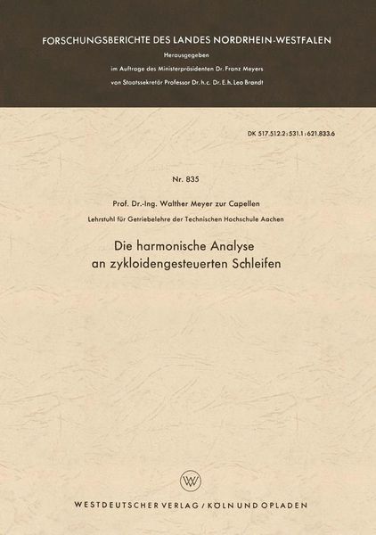 Produktbild: Die harmonische Analyse an zykloidengesteuerten Schleifen