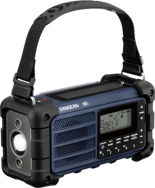 Produktbild: Sangean MMR-99 DAB+ Blue Outdoorradio DAB+, DAB, UKW Notfallradio, Bluetooth&reg; Solarpanel, spritzwassergesch&uuml;tzt, staubdicht, Taschenlampe Blau