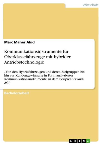 Produktbild: Kommunikationsinstrumente f&uuml;r Oberklassefahrzeuge mit hybrider Antriebstechnologie