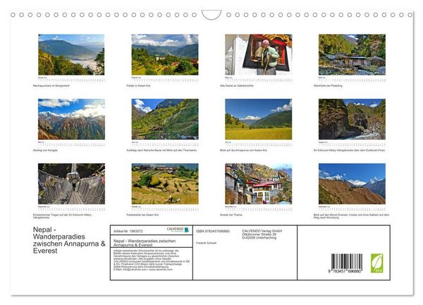 Produktbild: Nepal - Wanderparadies zwischen Annapurna & Everest (Wandkalender 2026 DIN A3 quer), CALVENDO Monatskalender