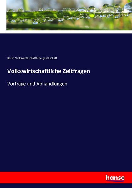 Produktbild: Volkswirtschaftliche Zeitfragen