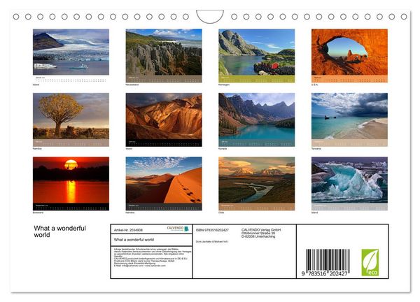 Produktbild: What a wonderful world (Wandkalender 2026 DIN A4 quer), CALVENDO Monatskalender