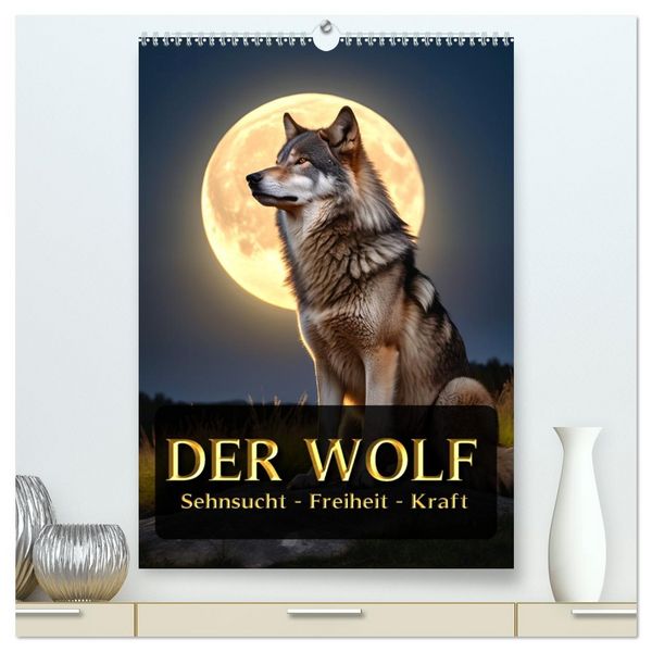 Der Wolf - Sehnsucht Freiheit Kraft (hochwertiger Premium Wandkalender 2026 DIN A2 hoch), Kunstdruck in Hochglanz