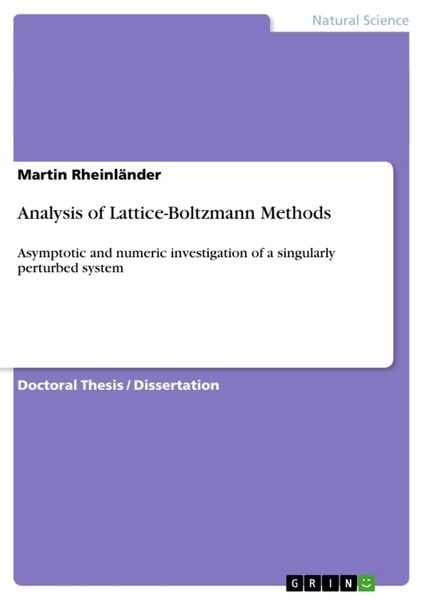 Analysis of Lattice-Boltzmann Methods, Taschenbuch von Martin Rheinländer, GRIN, 9783638796064