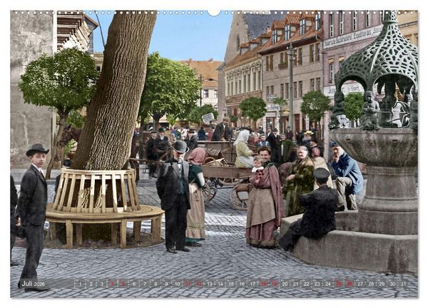 Produktbild: Aschersleben zur Kaiserzeit in Farbe &ndash; Kolorierte Schwarzwei&szlig;fotografien (hochwertiger Premium Wandkalender 2026 DIN A2 quer), Kunstdruck in Hochglanz