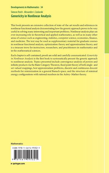 Produktbild: Genericity in Nonlinear Analysis