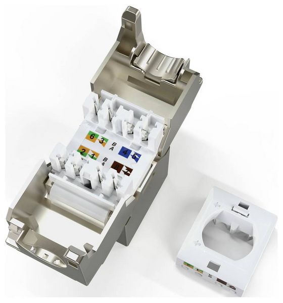 Produktbild: Digitus RJ45-Einbaumodul Keystone CAT 6a 1St.