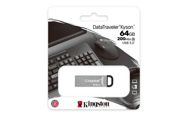 Produktbild: Kingston DataTraveler Kyson USB-Stick Retail 64GB Silber DTKN/64GB USB-A (USB 3.2 Gen 1)