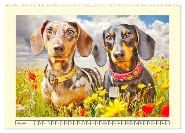 Produktbild: Dackelgl&uuml;ck Deluxe. Lange Ohren, kurze Beine und viel Charme (Wandkalender 2026 DIN A2 quer), CALVENDO Monatskalender